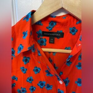 Banana Republic red-orange blouse with flowers